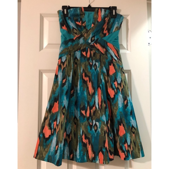 SOLD 🚫 Anthro | Girls From Savoy Ikat Strapless Dress 4P - Picture 6 of 8